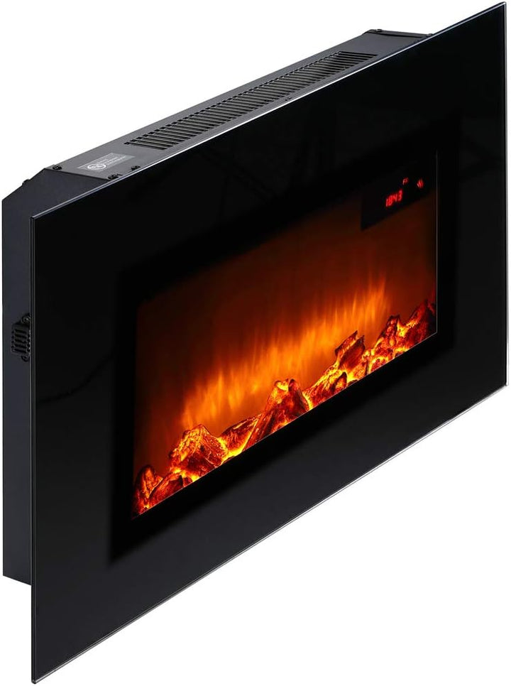 Monzana Wandkamin Elektrokamin Heizlüfter Head Up Display 900W / 1800W Thermostat Fernbedienung Time