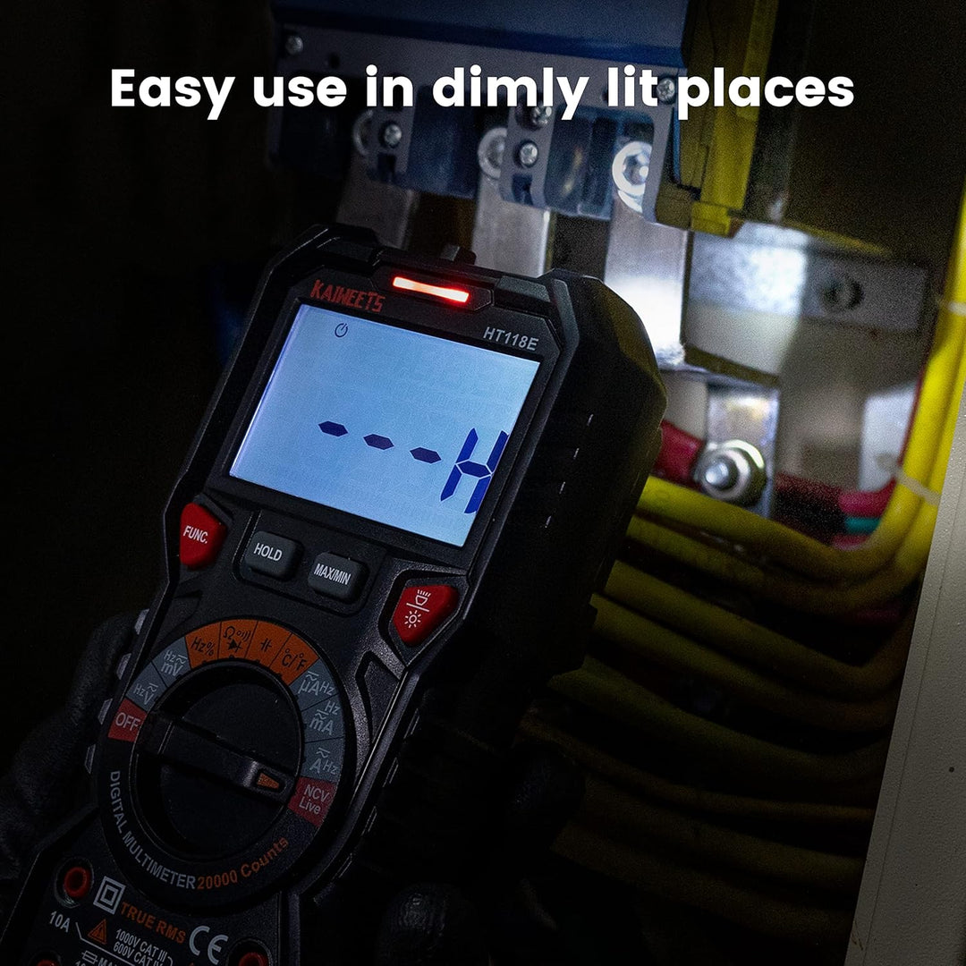 KAIWEETS Digital Multimeter mit LED-Buchsen, HT118E Strommessgerät, True RMS Auto-Range 20000 Zähler