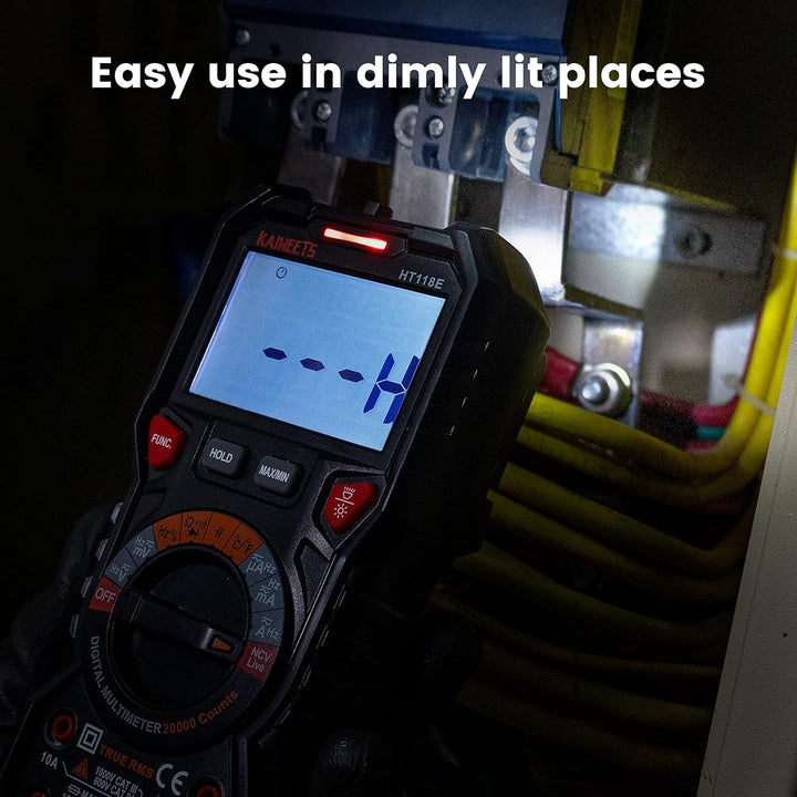 KAIWEETS Digital Multimeter mit LED-Buchsen, HT118E Strommessgerät, True RMS Auto-Range 20000 Zähler