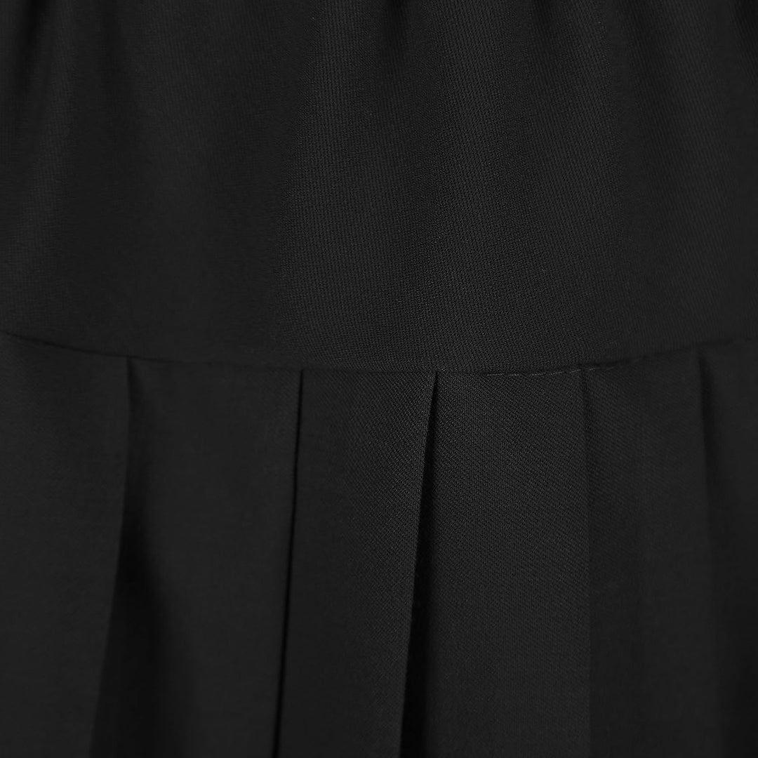 Urbancoco Damen Schulmädchen-Stil Faltenrock Elastische Hohe Taille Minirock L Solid Balck, L Solid