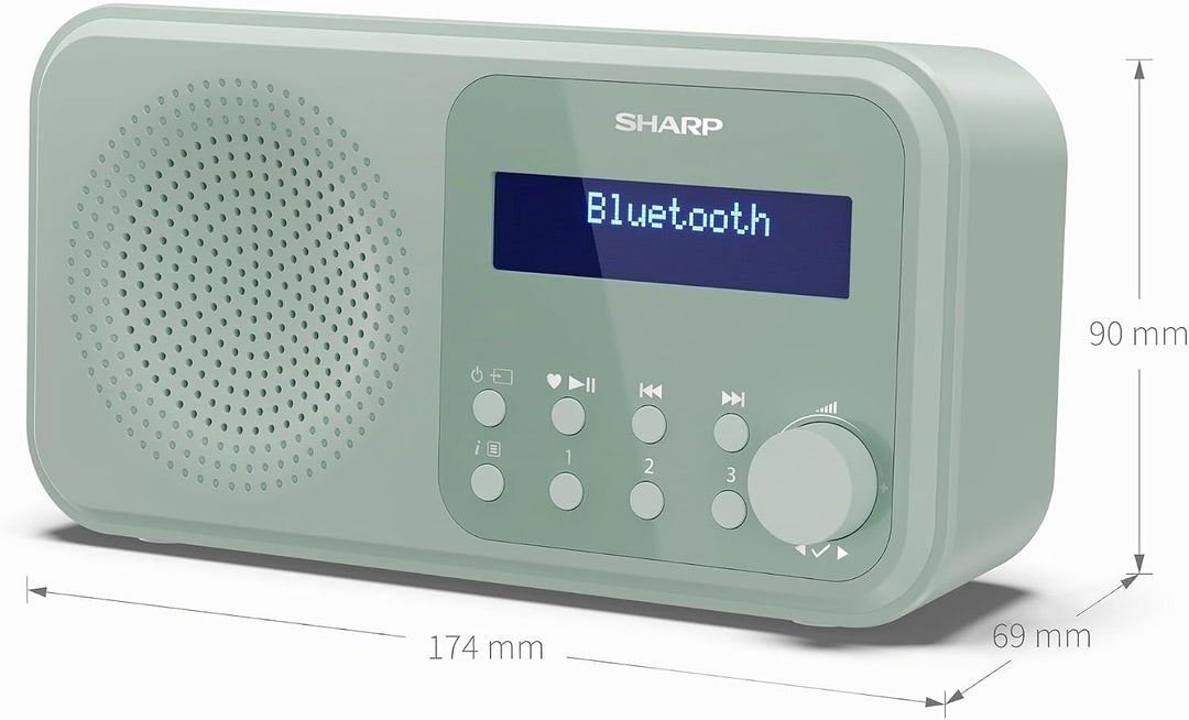 SHARP DR-P420 Portables Digitalradio (DAB/DAB+/FM mit RDS, USB, Bluetooth 5.3, 3,5mm Klinke Wecker-F
