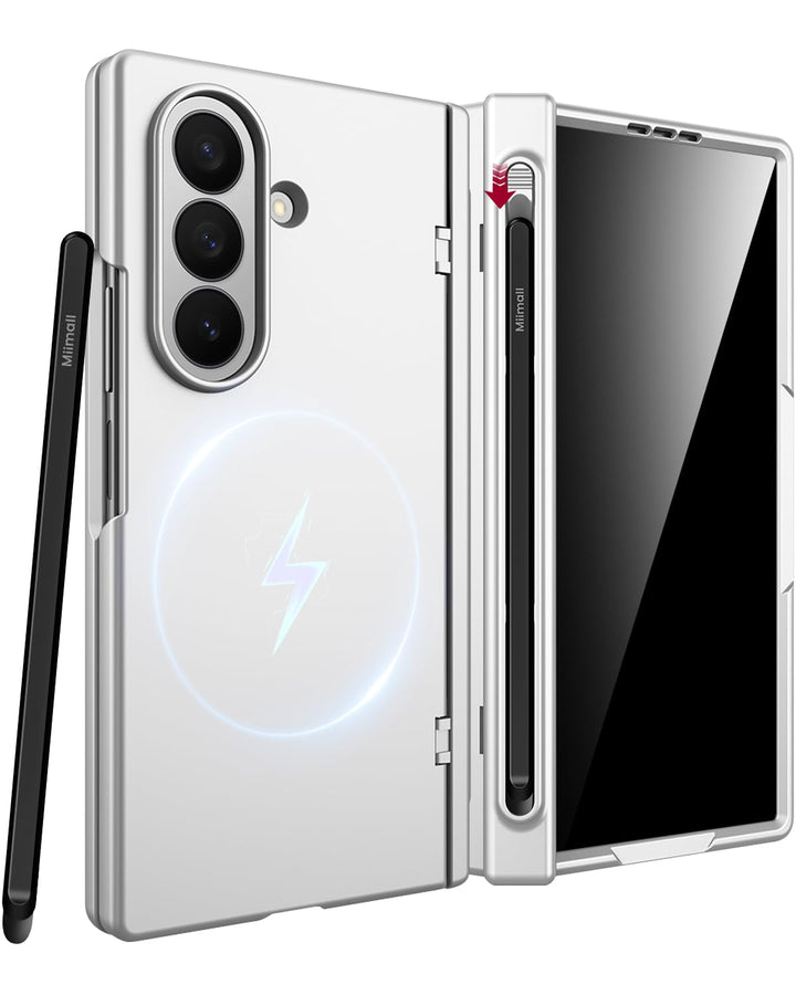 Miimall Magnetisch Hülle Kompatibel mit Samsung Galaxy Z Fold 7 Hülle mit S-Pen & Stifthalter, [Anti