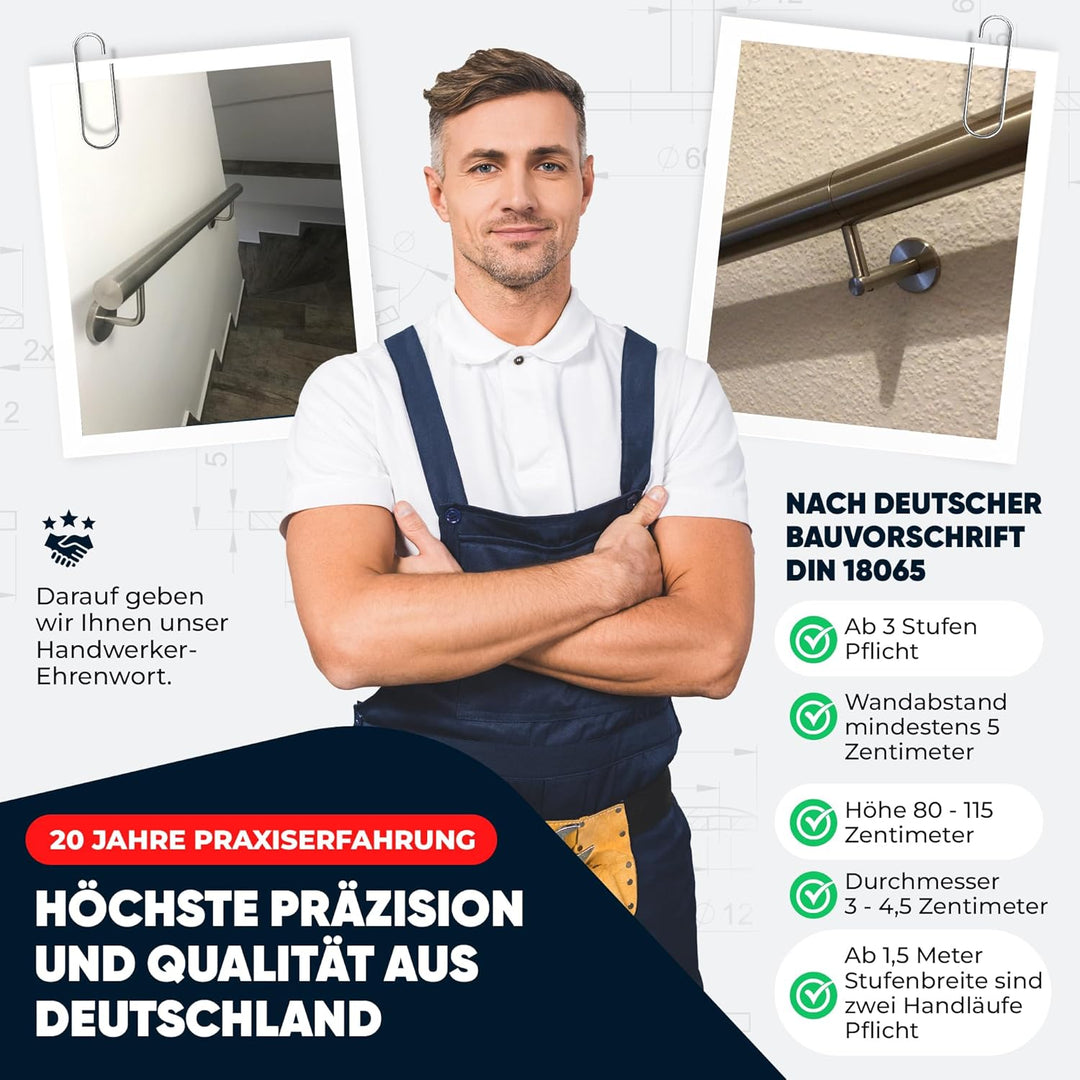 Handlauf Edelstahl Aussen Innen Wandhandlauf Brüstung Geländer, 4 verschiedene Varianten… (Brüstung