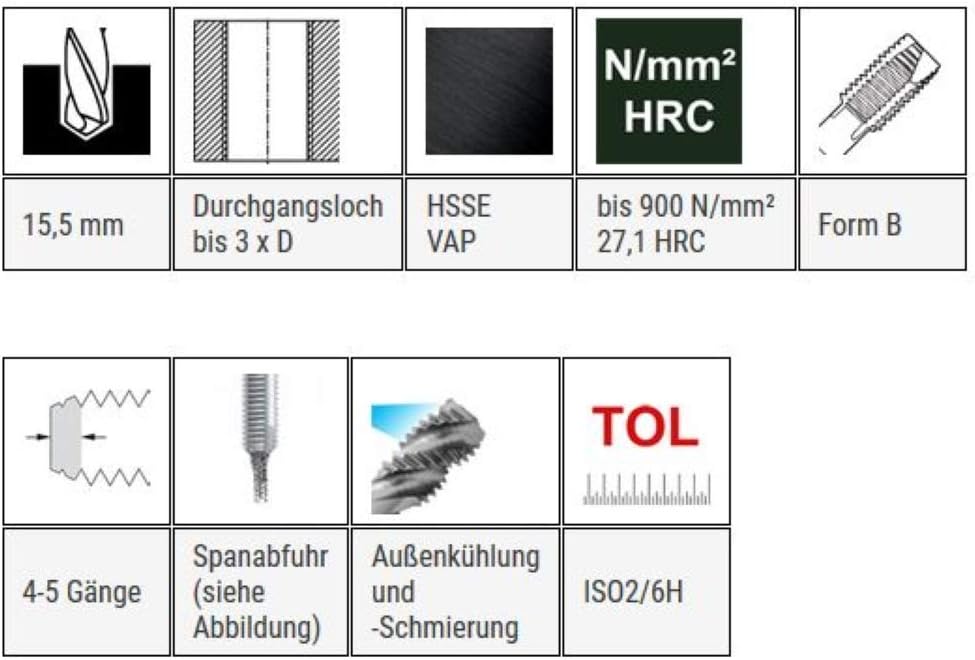 Baer Maschinengewindebohrer M18 Gewindebohrer HSSE VAP - Form B Gewindeschneider - Grösse M 18 x 2,5