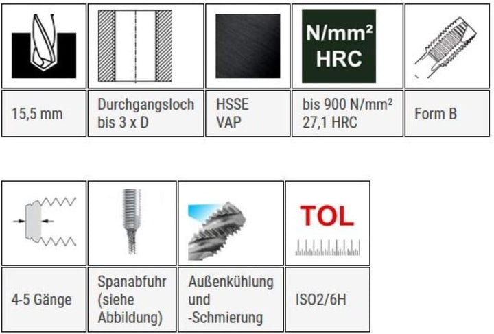 Baer Maschinengewindebohrer M18 Gewindebohrer HSSE VAP - Form B Gewindeschneider - Grösse M 18 x 2,5