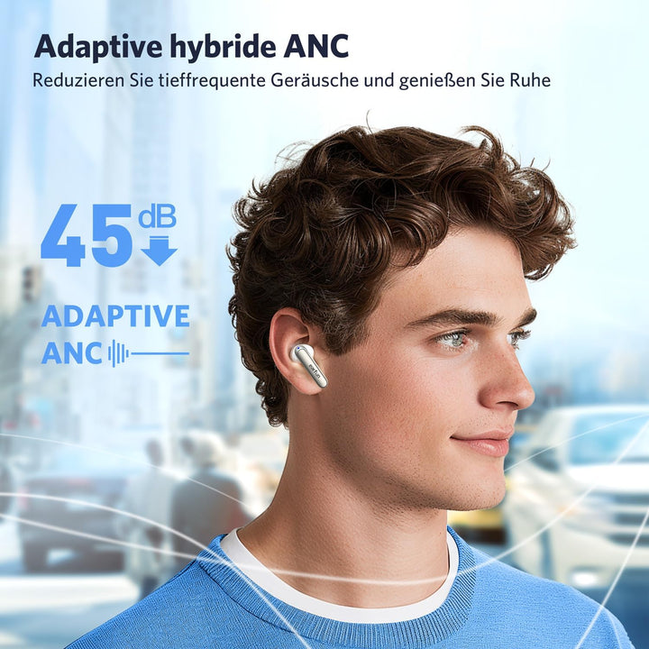 EarFun Air NC 2 Bluetooth Kopfhörer In Ear, Adaptives Hybride Aktives Noise Cancelling Kopfhörer, Hi