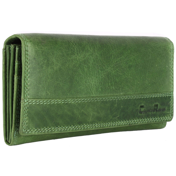 Echtleder Damen Geldbörse Hochwertig Vintage RFID Schutz inklusive Leder Schlüsselanhänger GB-4 Gree