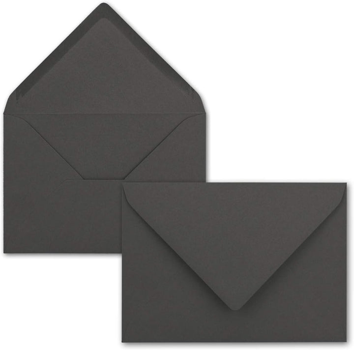 500x Faltkarten SET DIN A6/C6 mit Brief-Umschlägen in Anthrazit-Grau - inklusive Einleger - 14,8 x 1