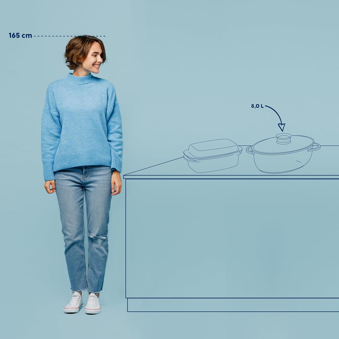 kela Bräter oval 8 Liter ATURA, Dutch Oven, Gussbräter mit Deckel Induktion, Aluguss keramisch besch