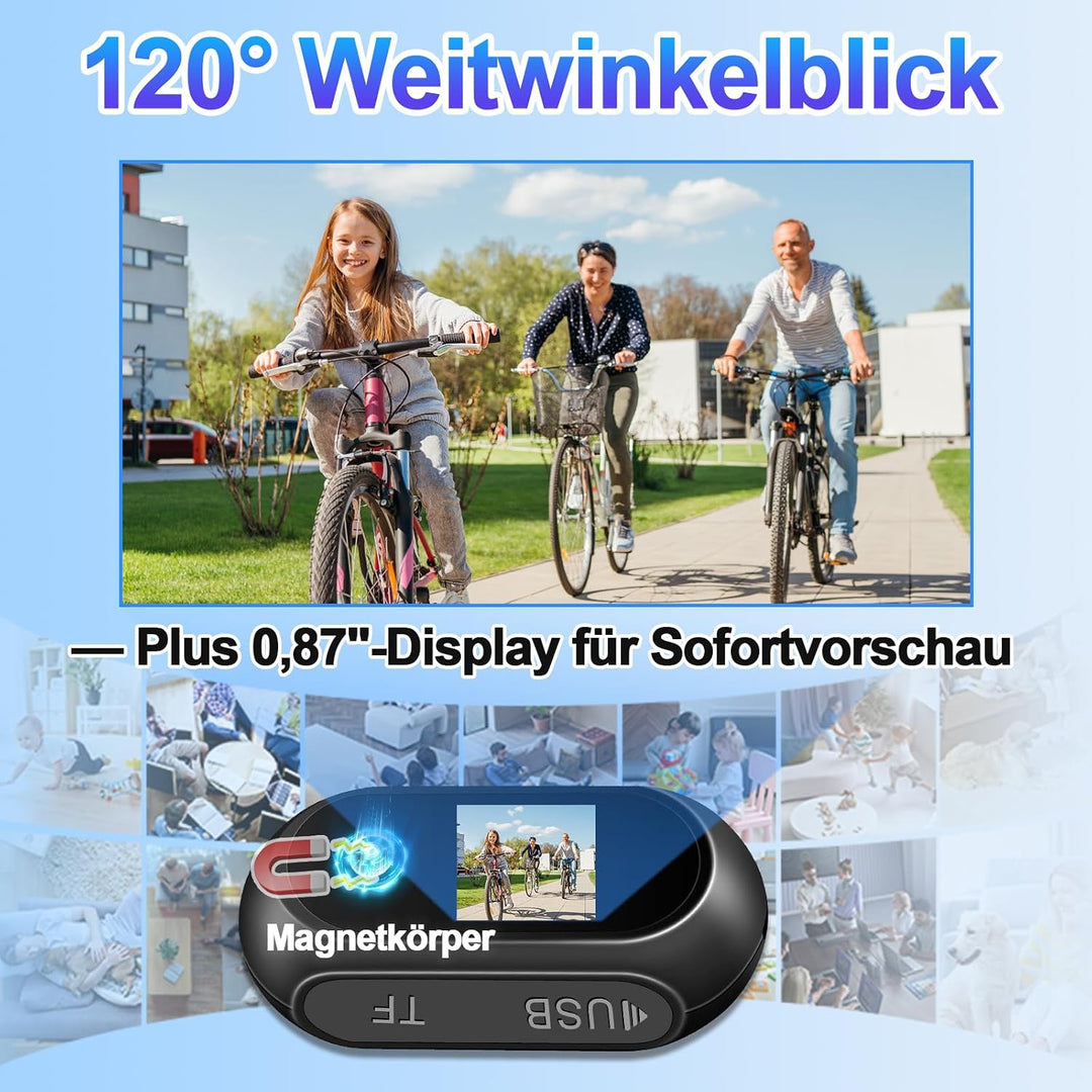Helmcam Mini, 1080P Action Cam Motorrad, Nachtsicht &amp; Magnet