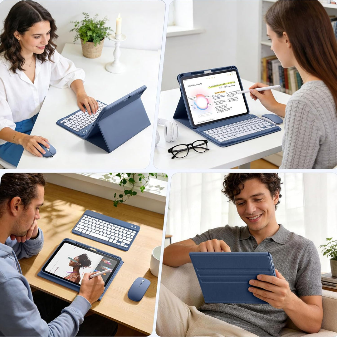 drivego Tastatur Hülle mit Maus for iPad A16 11/10 Generation (11/10.9 Zoll 2025/2022), Bluetooth Ma