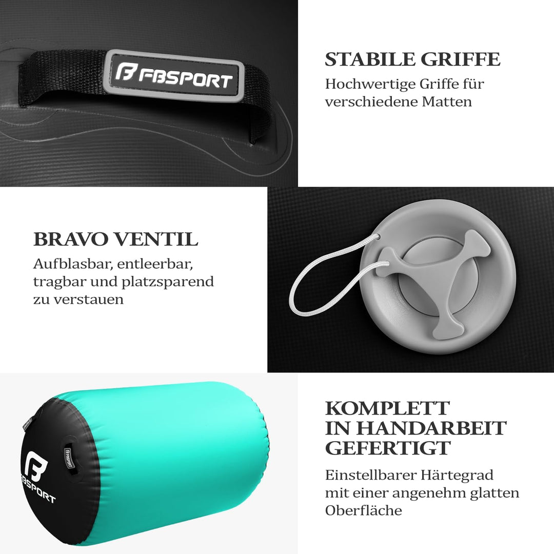 FBSPORT Aufblasbare Air Roll, 100x60cm Aufblasbare Luft Rollen, Yoga Gymnastik Zylinder, Gymnastikma