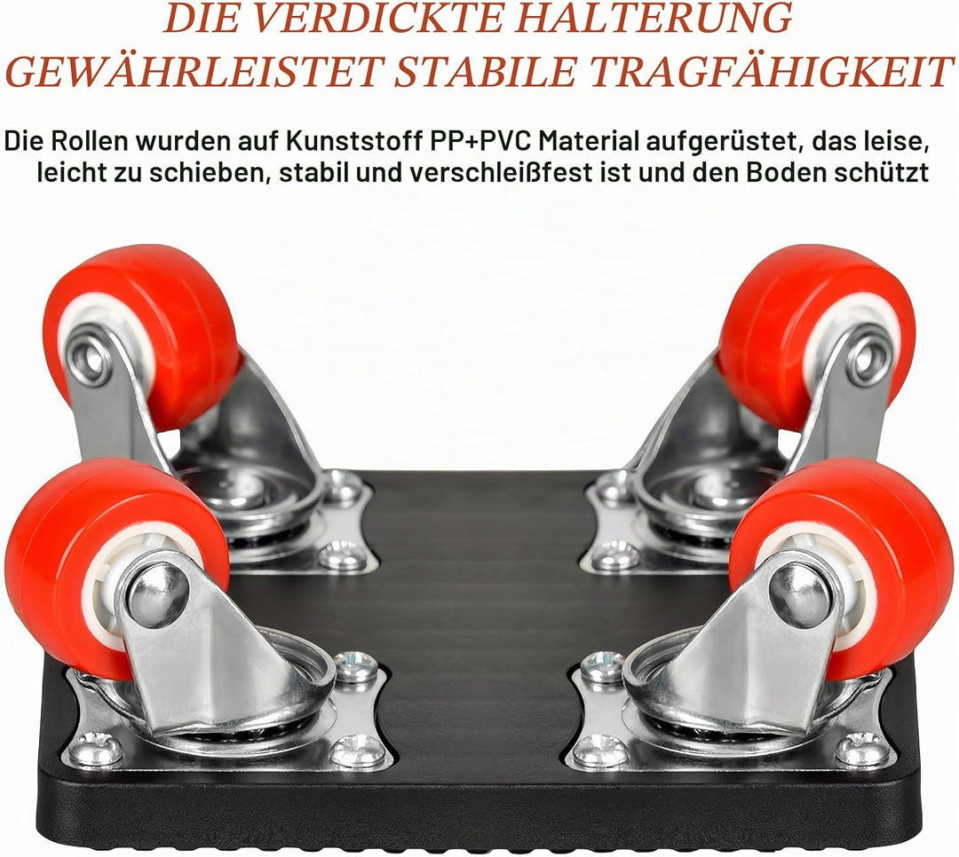 4 Stück Möbeltransportrollen Set mit Lastenheber, Möbelrollen, Schwerlast Möbelroller mit Hebewerkze