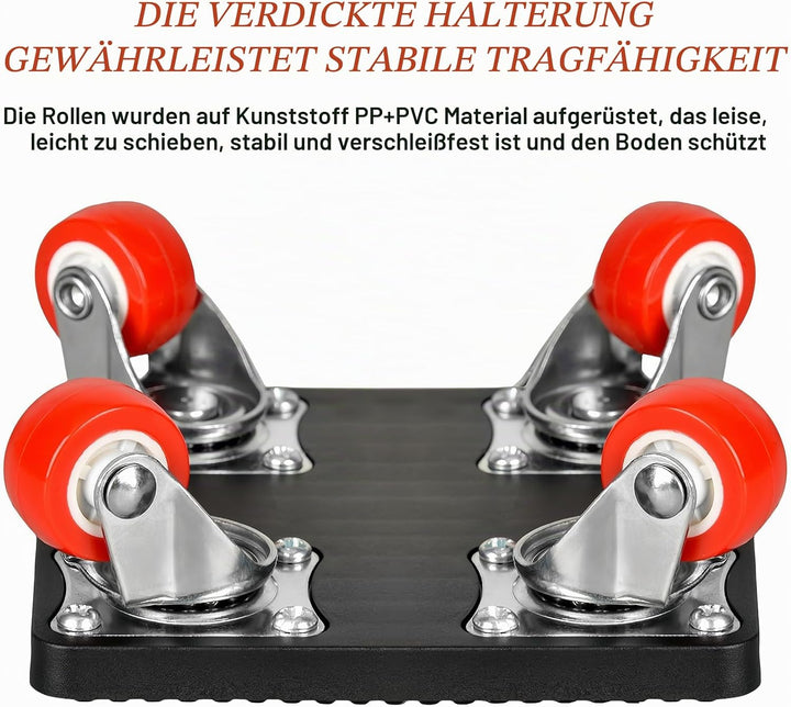 4 Stück Möbeltransportrollen Set mit Lastenheber, Möbelrollen, Schwerlast Möbelroller mit Hebewerkze