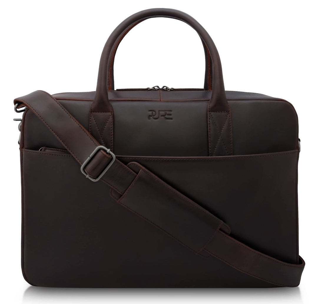 PURE Leather Studio Laptoptasche NAOS - Herren Aktentasche Leder für Notebooks bis 15,6 Zoll I Gross