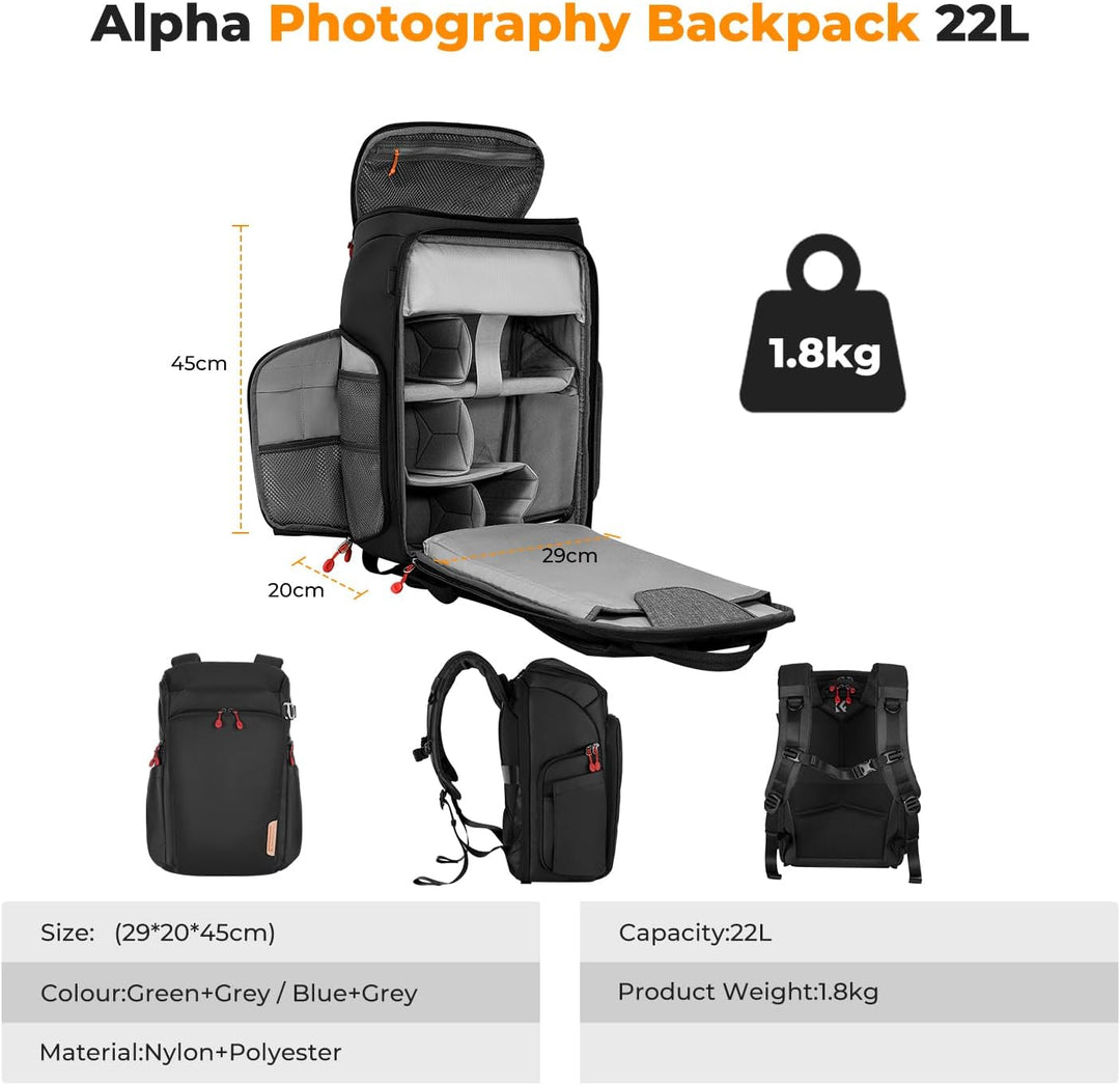 K&amp;F CONCEPT Kamerarucksack, Fotorucksack für Fotografen, Kamerarucksack mit 15.6 Zoll-Laptopfach, ko