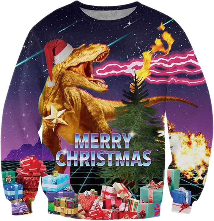 ALISISTER Hässliche Weihnachtpullover 3D Gedruckt Weihnachten Jumper Sweatshirt Langarm Ugly Christm