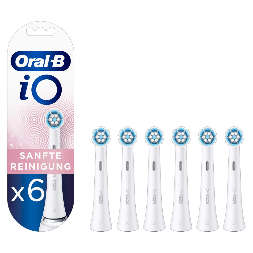 Oral-B iO Sanfte Reinigung Aufsteckbürsten für elektrische Zahnbürste, 6 Stück, sanfte Zahnreinigung