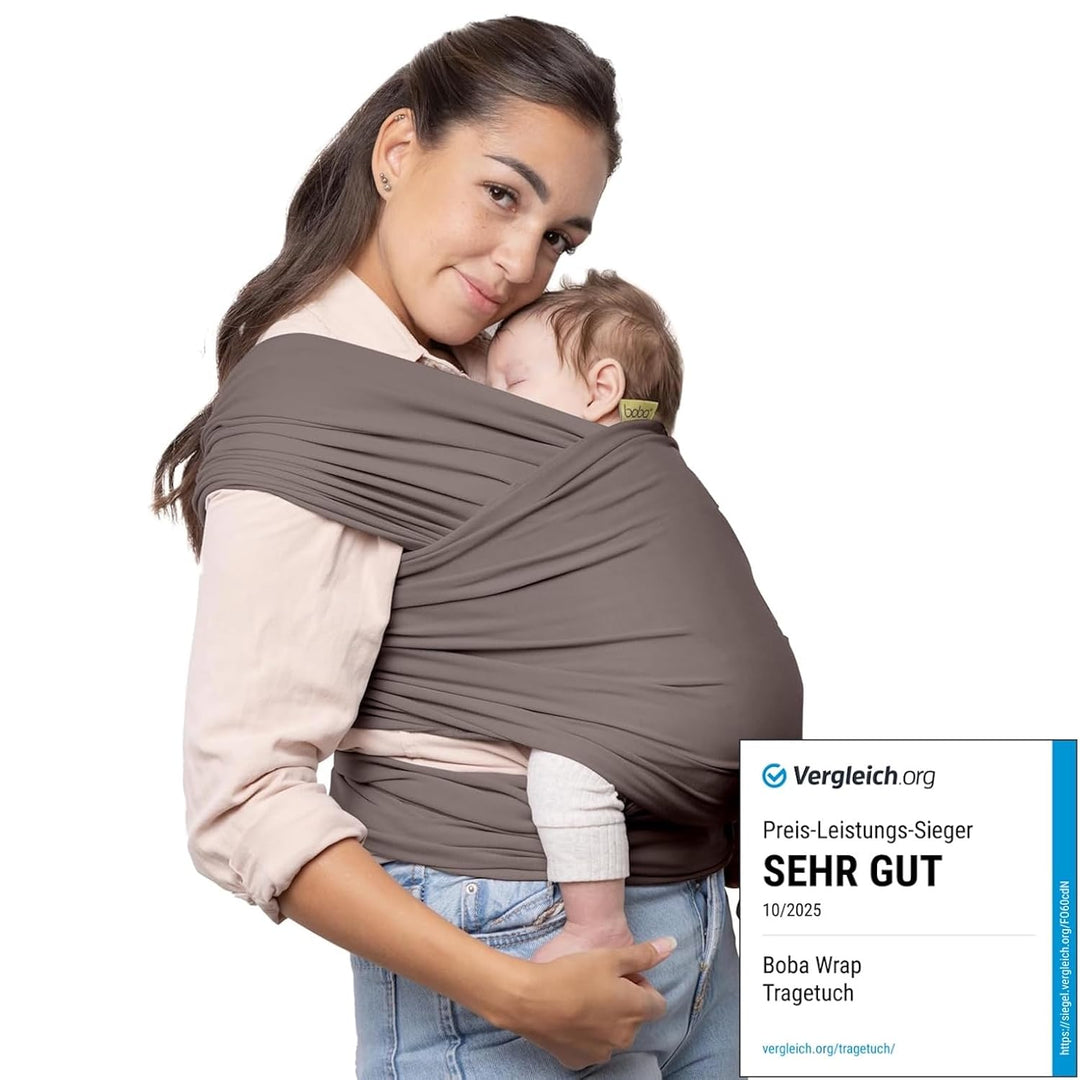 Boba Babytragetuch ab Geburt bis 15 kg - Kuschelweiches & Stützendes Baumwollfrottee, Tragetuch Baby