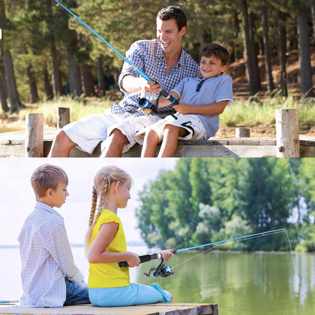 Kinder-Angelset – Teleskopstange & Walzen-Kombi-Kit für Jungen/Mädchen | Komplett-Fishing-Tools mit