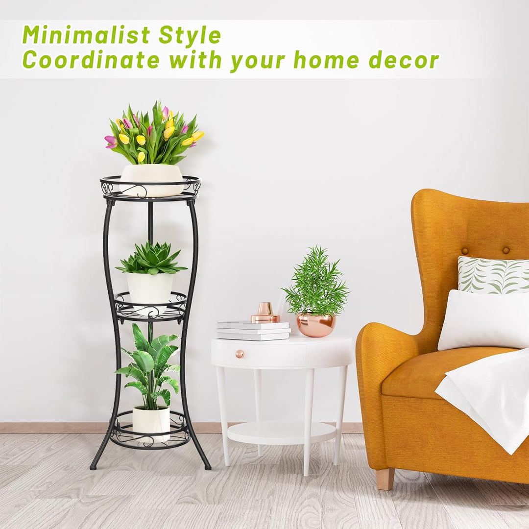 JC-Houser 3 Tier Blumenständer Pflanzenregal, 88 cm Pflanzenständer Metall Blumenregal, Modern Blume