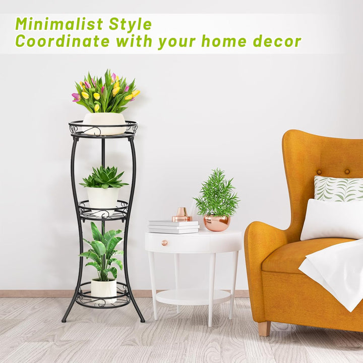 JC-Houser 3 Tier Blumenständer Pflanzenregal, 88 cm Pflanzenständer Metall Blumenregal, Modern Blume