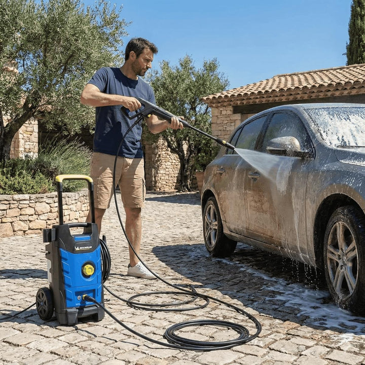 Michelin Hochdruckreiniger MPX19ELP | Kaltwasser | für den Aussenbereich Haus und Autos | mit Fläche