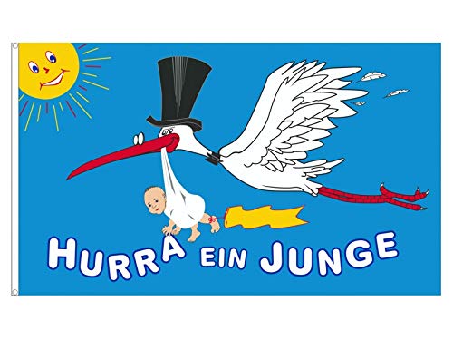 Baby Geburt Junge blau Babyfahne"Hurra ein Junge".