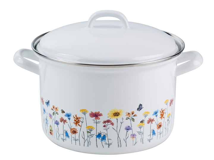 RIESS 0124-070 Fleischtopf mit Deckel, Durchmesser 20 cm, Inhalt 3,5 Liter, Country, SONDERDEKOR FLO