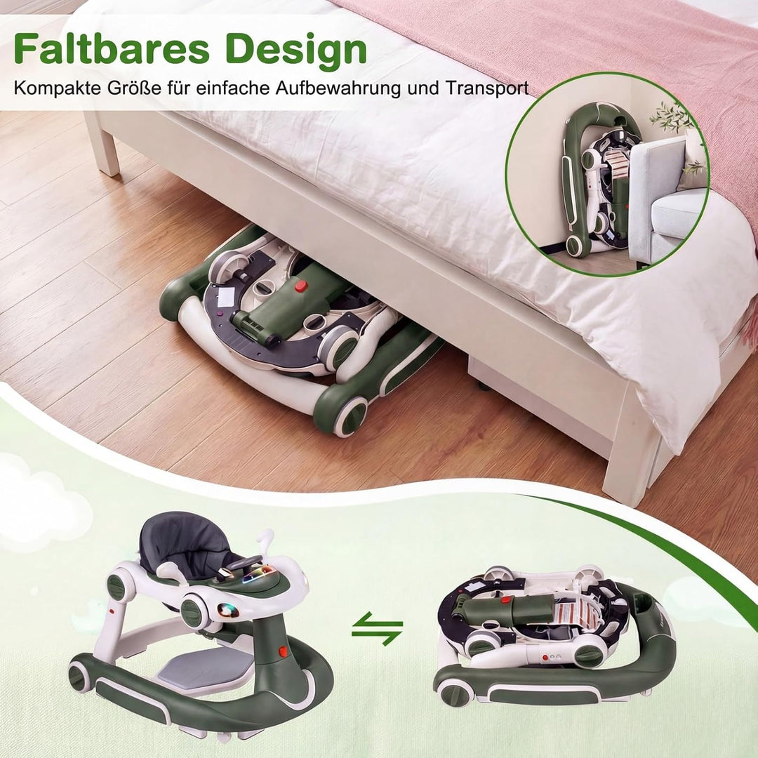 COSTWAY 7 in 1 Lauflernhilfe mit Verdeck, Lauflerwagen mit einstellbarer Höhe &amp; Geschwindigkeit, Bab
