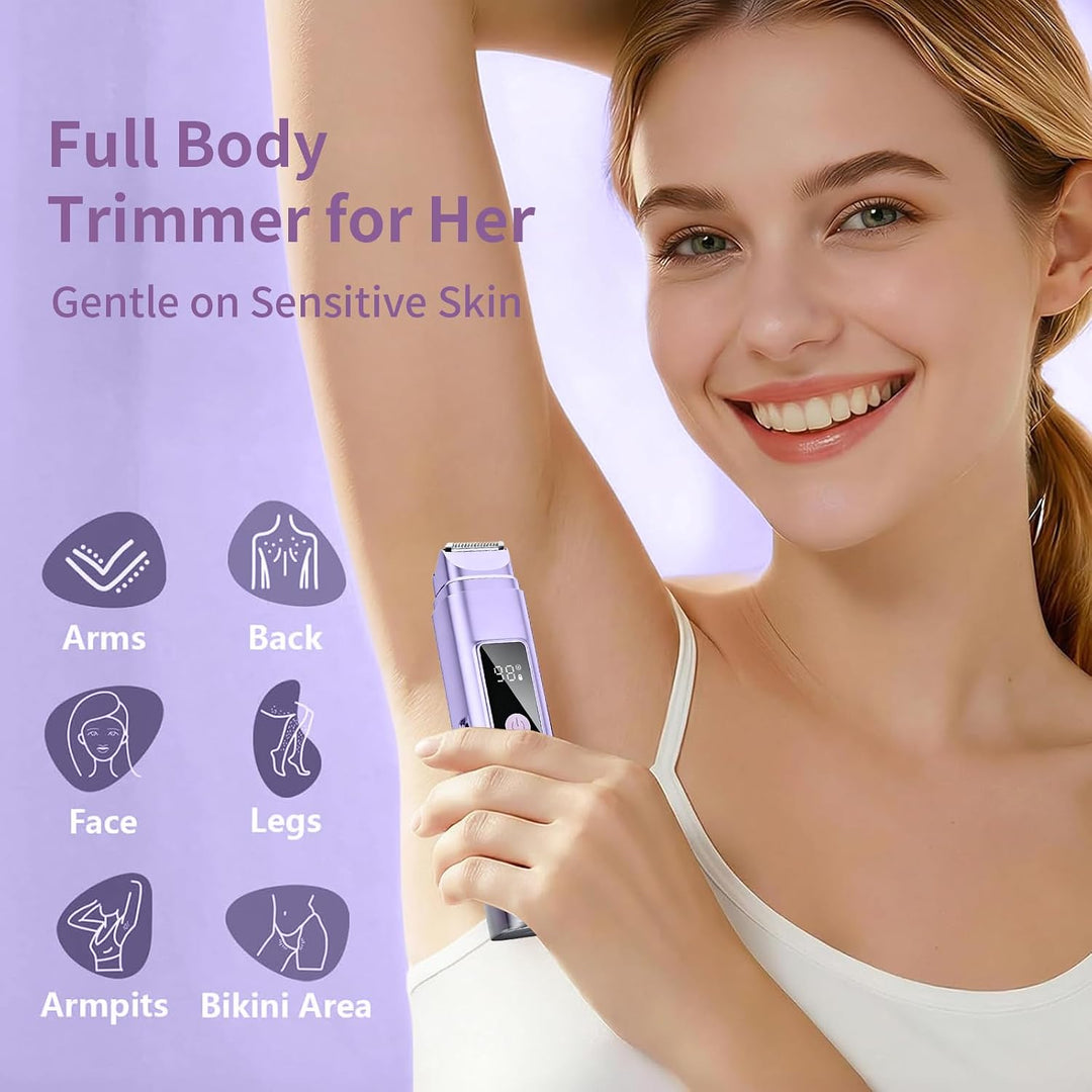 Elektrischer 2-in-1 Mini Bikini-Epilierer für Frauen, Rasierer mit Doppelkopf &amp; Digitalanzeige, IPX7