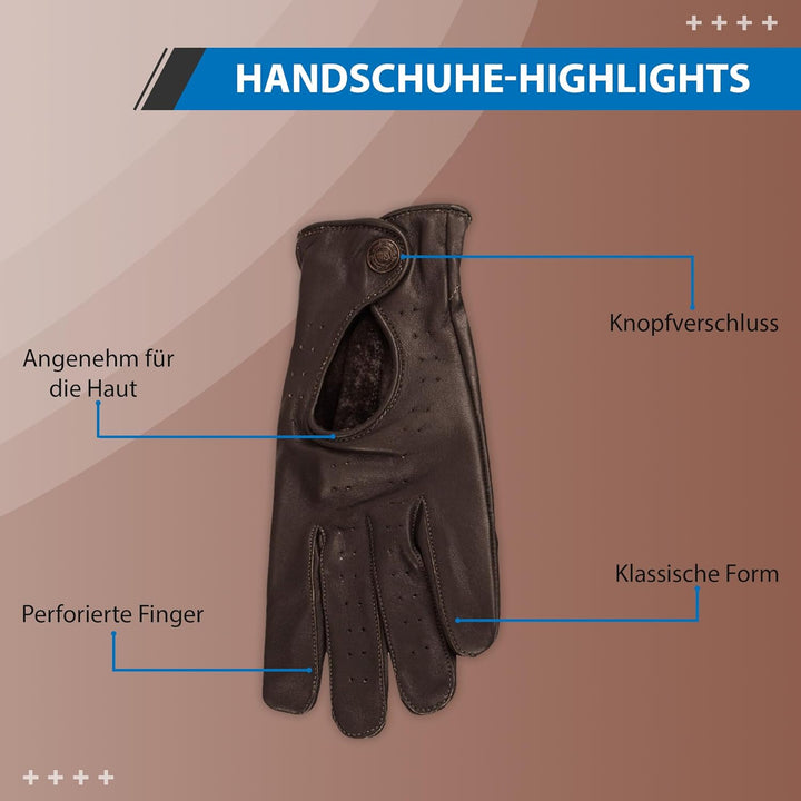 German Wear Unisex Driving Autofahrer-Handschuhe Lederhandschuhe 11=2XL Dunkelbraun, 11=2XL Dunkelbr