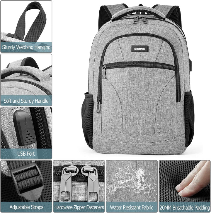 BIKROD Rucksack Herren und Damen, Schulrucksack Jungen Mädchen Teenager, 15.6 Zoll Laptop Arbeit Day
