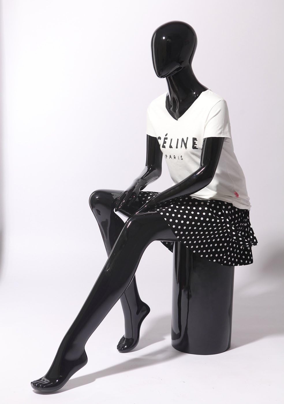 Euroton XF-17H schwarz lackierte abstrakte sitzende Schaufensterpuppe Mannequin Frau