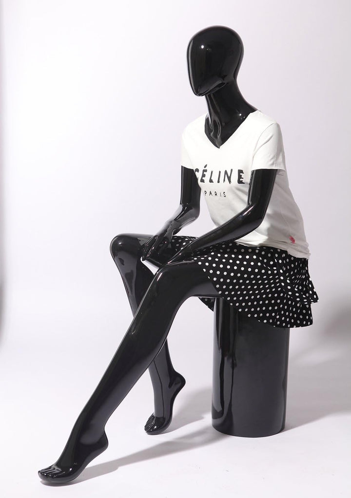 Euroton XF-17H schwarz lackierte abstrakte sitzende Schaufensterpuppe Mannequin Frau