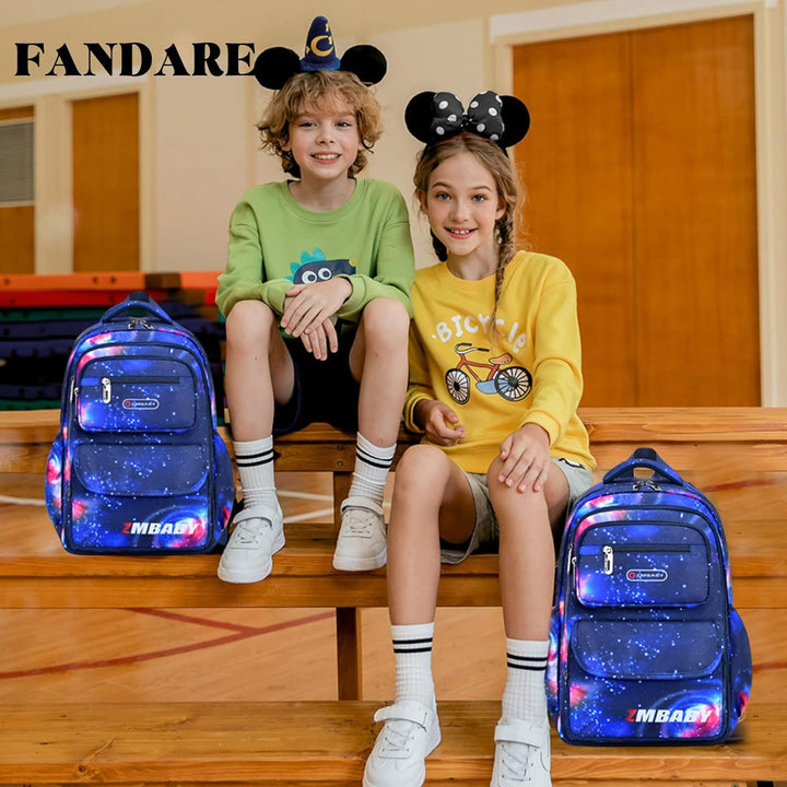 FANDARE Kinderrucksack Schulranzen Mehrfarbig Schultaschen Jungen Mädchen Schulrucksack Schultasche