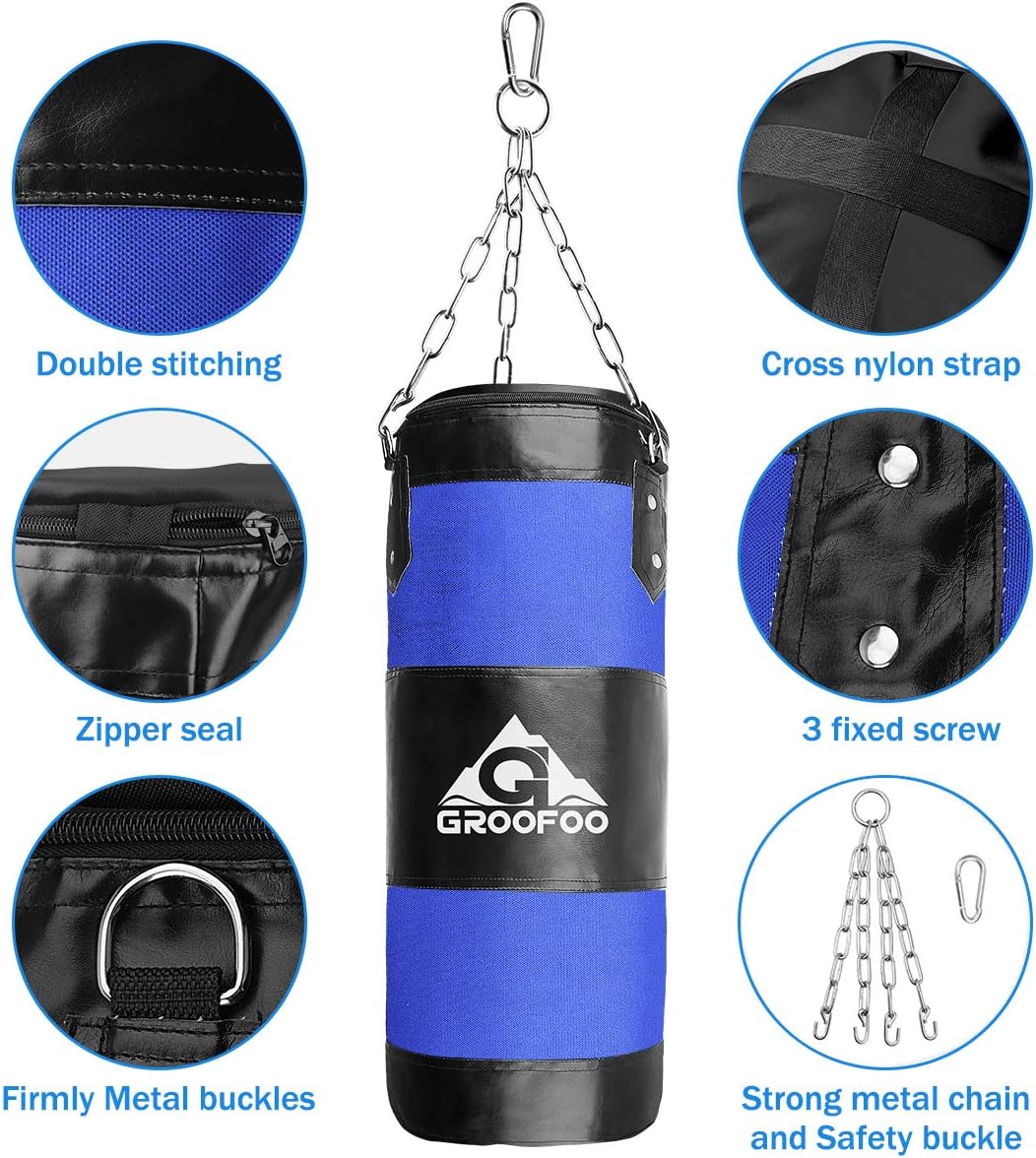 GROOFOO Boxsack Kinder Hochleistungs Oxford Boxsack für Kinder, Jugendliche und Erwachsene, UNGEFÜLL