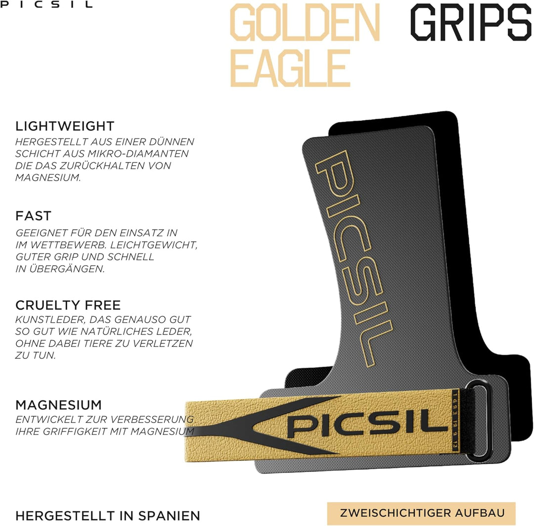 PICSIL Golden Eagle Hand Grips – Profi‑Level Griffpolster für Fortgeschrittene, Chalk‑kompatibel, Ha