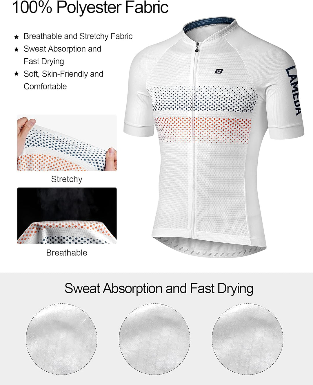 LAMEDA Kurzarm Radtrikot Herren Damen T-Shirt Atmungsaktiv Schnell Trocknen Hautfreundlich Material