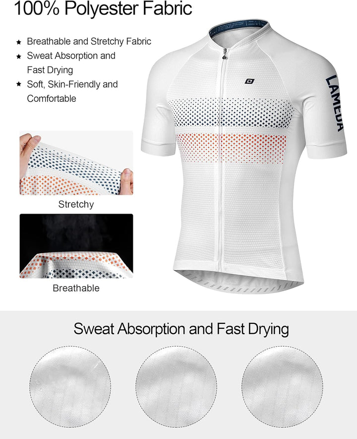 LAMEDA Kurzarm Radtrikot Herren Damen T-Shirt Atmungsaktiv Schnell Trocknen Hautfreundlich Material