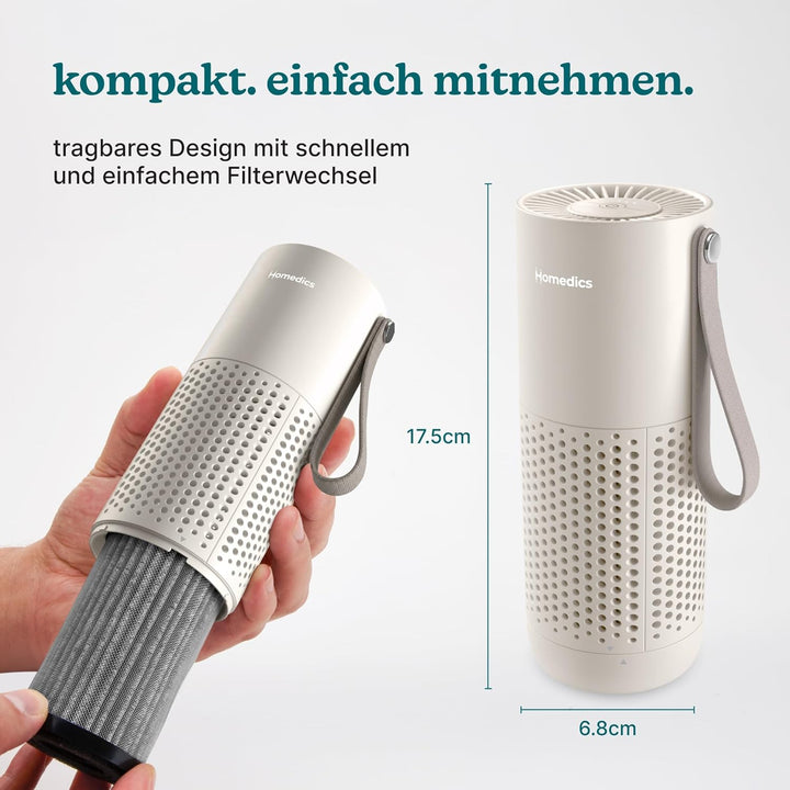 Homedics WhisperPure Mini Luftreiniger mit HEPA-Typ-Filter für Allergiker, Schlafzimmer & Auto - Tra