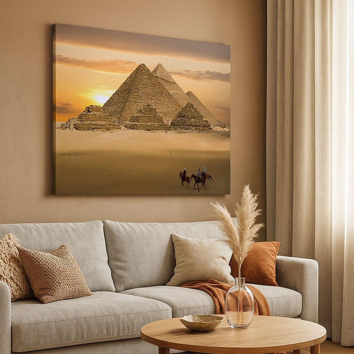 ARTTOR Bilder auf Leinwand 100x70cm Leinwandbild Pyramide ägypten wüste Gross Wanddeko Bild Schlafzi