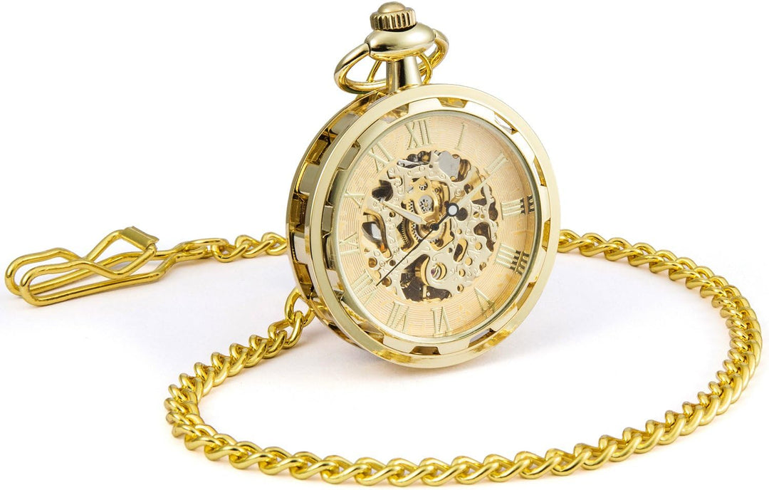 SEWOR Single Face Mechanische Handaufzugwerk Taschenuhr Gold, Gold