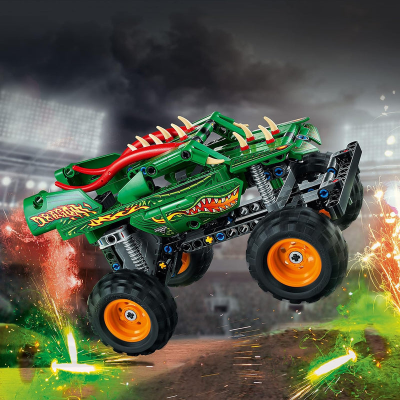 LEGO Technic Monster Jam Dragon Monster Truck Spielzeug für Jungen und Mädchen, 2-in-1-Rennautospiel