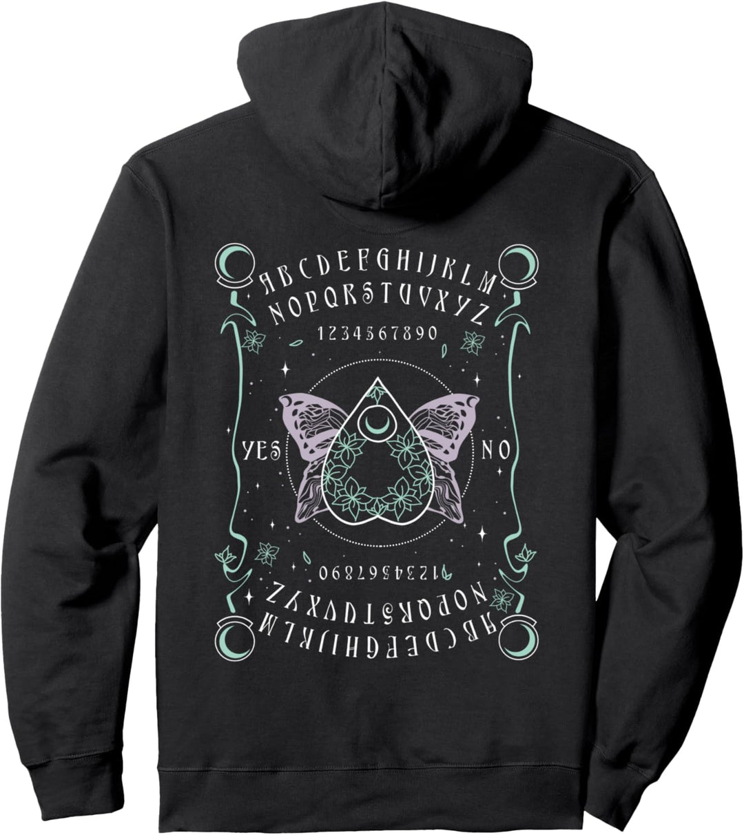 Trendy Hello Goodbye Butterfly Game Piece Front & Back Pullover Hoodie