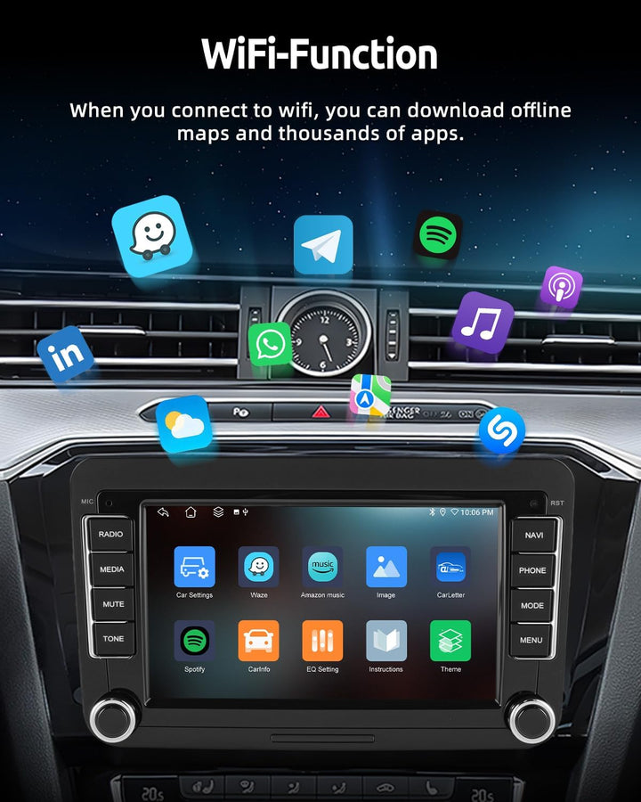 ESSGOO Android15 4+64G Wireless CarPlay Androidd Auto Autoradio Für VW Golf MK5 MK6 Polo Caddy Passa