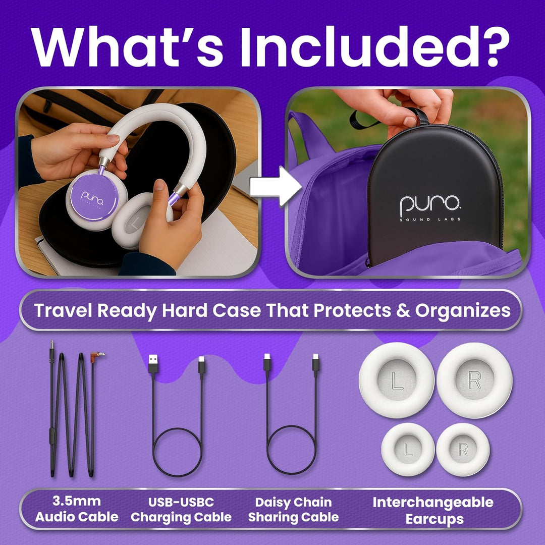 Puro Sound Labs BT2200-Plus Lautstärkebegrenzende Bluetooth-Kopfhörer für Kinder - Sicherere Kopfhör
