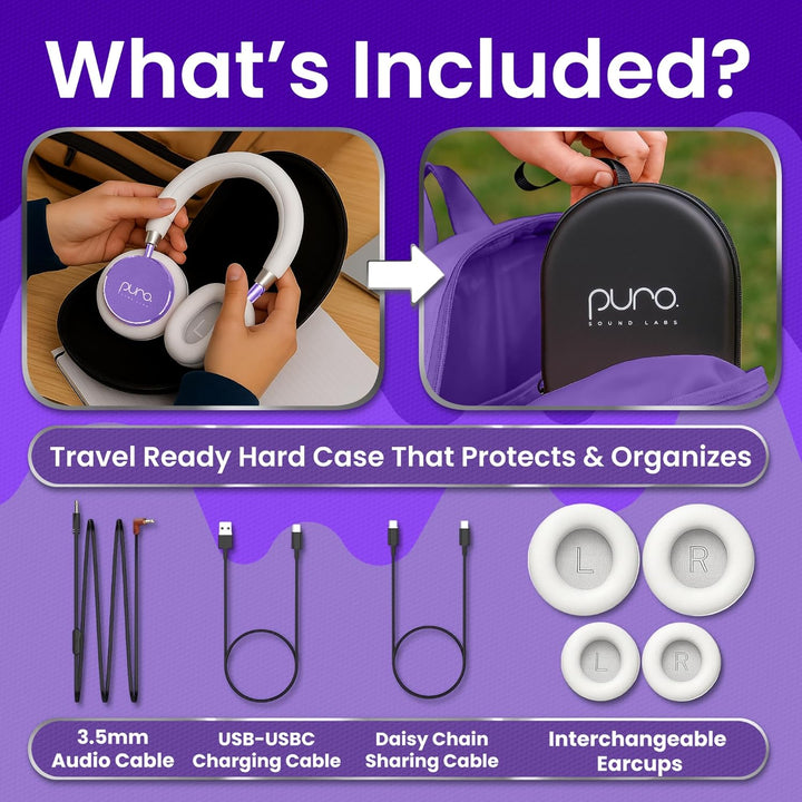Puro Sound Labs BT2200-Plus Lautstärkebegrenzende Bluetooth-Kopfhörer für Kinder - Sicherere Kopfhör