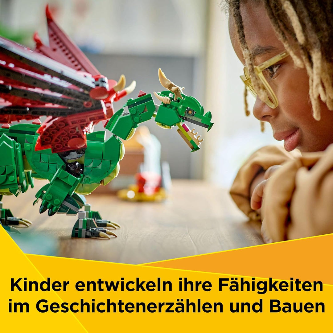 LEGO Creator 3in1 Grüner Drache - Spielzeug - Umbaubar in Spielzeug Seeschlange oder Phönix Figur -