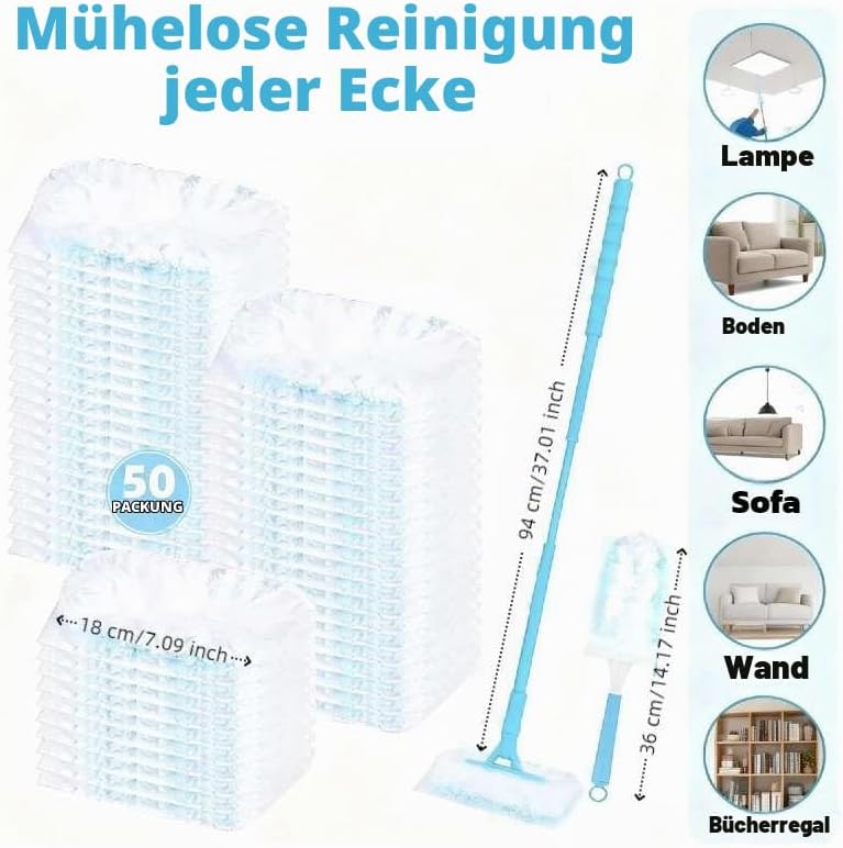 52 Stück Staubmagnet Kompatibel mit Swiffer Mikrofaser Staubmagnet Nachfüllpack, Einweg Staubwischer
